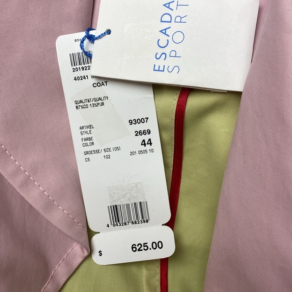 Escada Sport Pink CottonStretch Trench NewWithTags - Picture 13 of 16